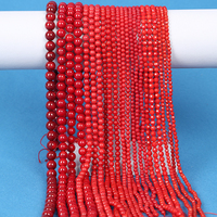 Vente en gros de perles de corail rouge naturel à facettes de 2/3/4/6/8mm pour la fabrication de bracelets et de colliers