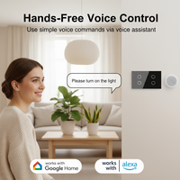 Interrupteur mural intelligent et prise 4 gangues avec écran tactile LED, compatible Tuya Zigbee, pour contrôle via Alexa et Google App, pour la maison