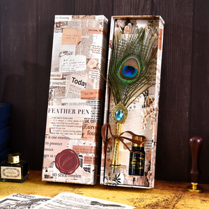Vintage Peacock Feather Dip <b>Pen</b> <b>Gift</b> Box - Product Image 1