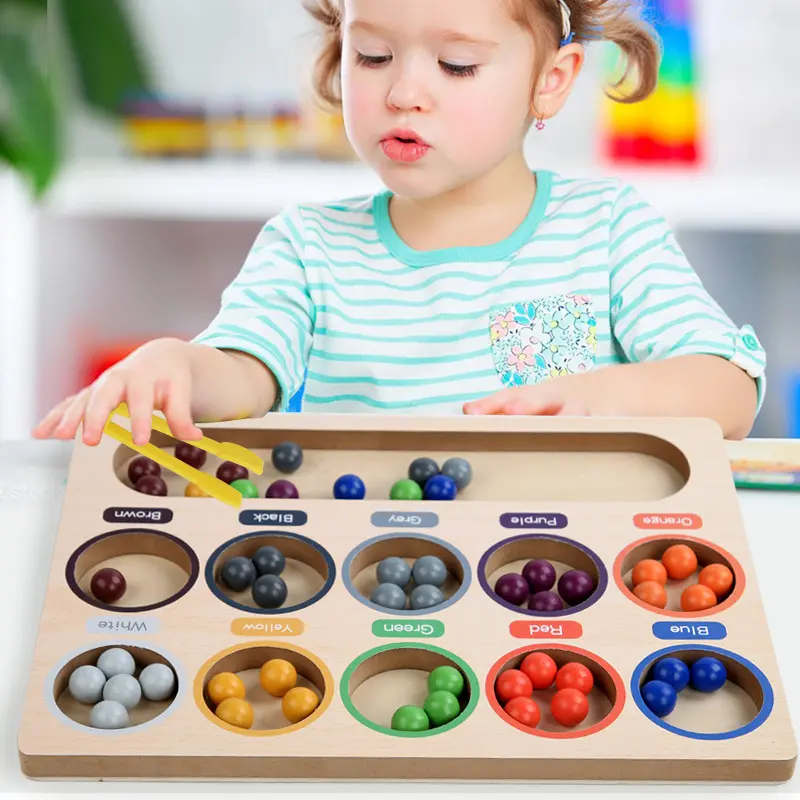 Children Wooden Color Sorting and Number Maze Puzzles Toddler Montessori Counting Matching Activities Fine Motor Skills Toy