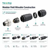 Connecteur de câblage sur site IP67 étanche M8 3 4 pôles à code A, mâle-femelle, sans soudure, à vis, prise circulaire industrielle