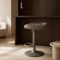 Tabouret de bar pivotant moderne en similicuir, hauteur réglable, base en métal, repose-pieds pour hôtel, îlot de cuisine, restaurant, comptoir