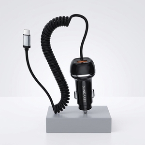 Cargador de Coche SUNDA 3 en 1 con Cable Espiral, Carga Rápida PD Tipo C USB, Cargador Universal <span class=keywords><strong>para</strong></span> Múltiples Dispositivos, Cargador <span class=keywords><strong>para</strong></span> Teléfono Móvil - Product Image 2