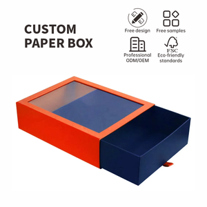 Tùy chỉnh mỏng hình chữ nhật bao bì rõ ràng PVC cửa sổ hộp giấy trượt ngăn kéo gói quà tặng hộp với rõ ràng PVC cửa sổ Nắp - Product Image 1