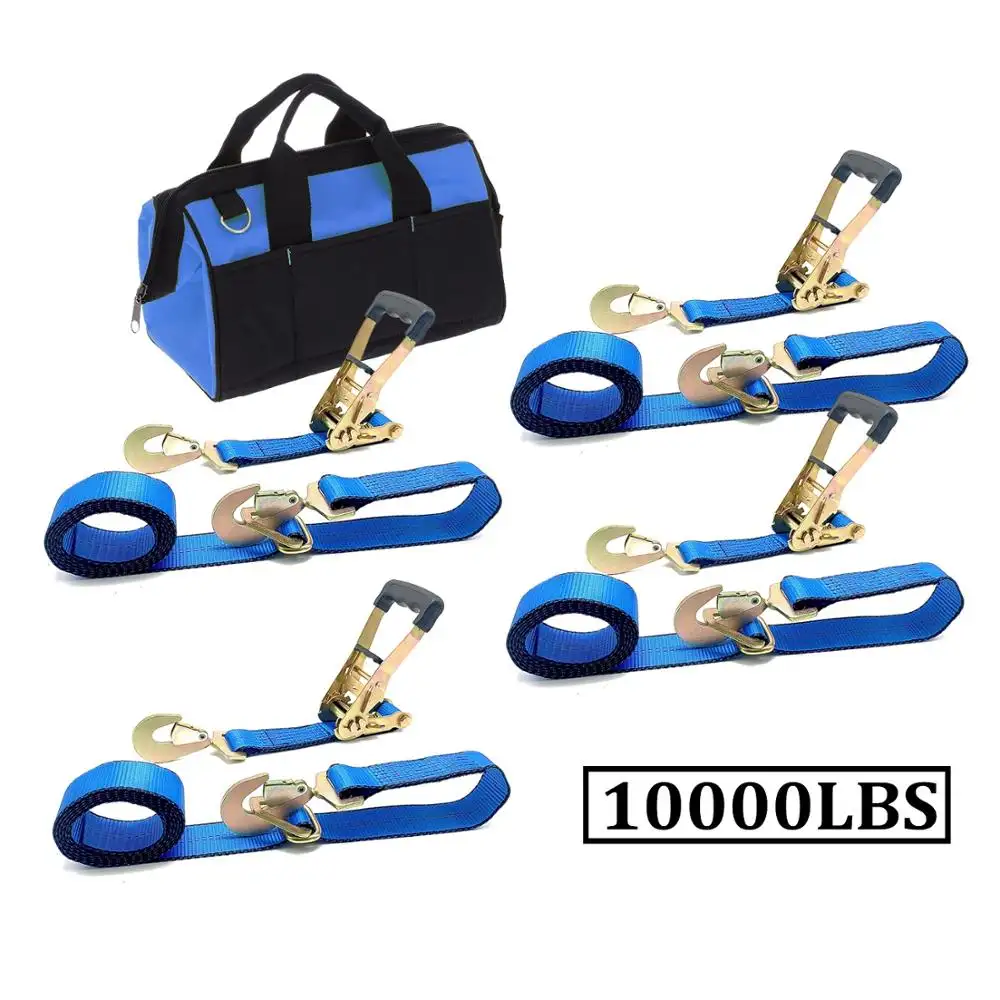 Correias de eixo hauler para carros, 2 ''x 8 'azul, pacote de 4