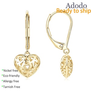 Pendientes Colgantes de Corazón Hueco de Cobre Puro con Relleno de Oro de 14k, Unisex, Antideslustre, Joyería de Moda para Fiesta - Product Image 1