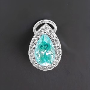 Drop Earrings Water Drop Shape 925 Sterling Silver Lake Green Stone Circling Setting Gift Jewelry Unisex - Product Image 1