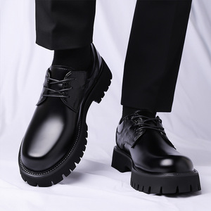 Zapatos Derby de Cuero para Hombre, Suela Gruesa, Tacón Bajo, Acolchados, Formales, para Boda, Casuales, de Vestir - Product Image 4