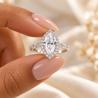 Bague en moissanite taille marquise en argent sterling 925, géométrique, pour femme, pour fiançailles et mariage