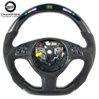 Volant LED en cuir et fibre de carbone pour BMW E46 E36 M3 E53 330CI 325I E81 E87 E91 E92 2000 2002 2003 2004 2005 2006