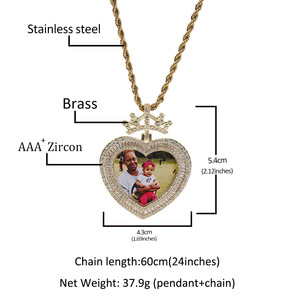 Popular personalizado Acero inoxidable medallón memoria corona collar colgantes chapado en <span class=keywords><strong>oro</strong></span> marco <span class=keywords><strong>de</strong></span> fotos grabado <span class=keywords><strong>con</strong></span> <span class=keywords><strong>cadena</strong></span> <span class=keywords><strong>de</strong></span> cuerda - Product Image 6