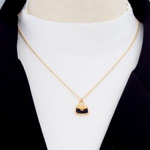 Elegant Vintage Style 14K Solid Gold Natural Blue <b>Sandstone</b> Pendant Necklace for Women and Girls Made of Stainless Steel - Product Image 6