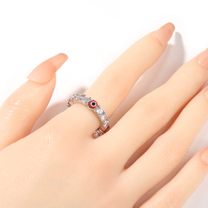 Nhẫn mắt xanh đỏ Thổ Nhĩ Kỳ giảm giá, nhẫn tennis mắt ác, bộ trang sức hiphop, dành cho nữ, nam, unisex, nhẫn rapper - Product Image 6