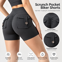 Shorts de sport taille haute sexy pour femme, effet ventre plat, avec poches, pour le yoga et la gym