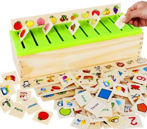 <span class=keywords><strong>Boîte</strong></span> de correspondance <span class=keywords><strong>en</strong></span> <span class=keywords><strong>bois</strong></span> pour l'éducation précoce des enfants, jouets de puzzle de fruits numériques à caractère chinois - Product Image 1