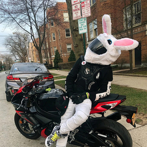Housse de casque en peluche personnalisée de haute qualité, motif lapin moto, drôle, intégrale, en forme de <span class=keywords><strong>dessin</strong></span> <span class=keywords><strong>animé</strong></span>, pour usage extérieur - Product Image 2