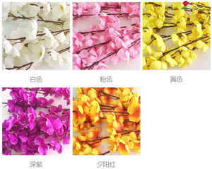 Fleurs décoratives artificielles S0082, <span class=keywords><strong>fleur</strong></span> <span class=keywords><strong>de</strong></span> pêche, 7 fourchettes, <span class=keywords><strong>fleur</strong></span> <span class=keywords><strong>de</strong></span> cerisier en soie pour mariage à domicile - Product Image 3