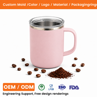MOQ 10000, Mug à café en acier inoxydable 12oz avec poignée, moulage personnalisé, développement de nouveaux designs ODM pour projets de grandes marques