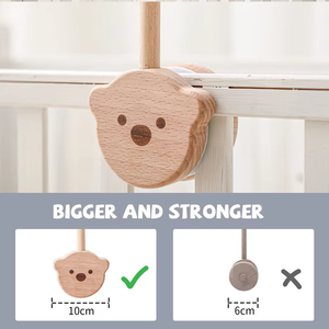 Soporte Móvil para Cuna de Madera de Haya Natural con Oso Adorable, Colgador Antideslizante para Cuna de Bebé, Personalizable OEM - Product Image 5