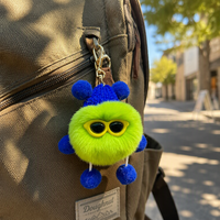 Porte-clés en peluche fait main, mignon et original, en fausse fourrure de lapin Rex, pour clés de voiture, sac ou sac à dos