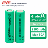 Batterie rechargeable 18650 EVE 25P 3.6v 2500mah Nmc, cellule de batterie 12c, batterie lithium-ion Li-ion