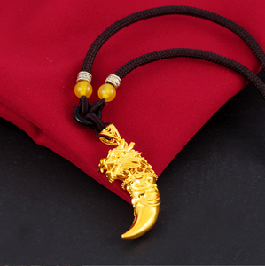 好运珠宝18k金狼牙吊坠复古铜古巴链吊坠男士女士泰国黄金吊坠 - Product Image 4