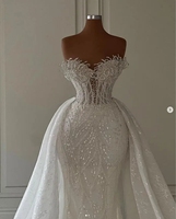 Nouvelles Robes de Mariée 2026 Style Luxe en Dentelle Perlée et Pailletée, Bustier avec Traîne Longue Amovible