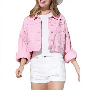 High Quality Custom Women's Loose Fit Stylish <b>Denim</b> Jean <b>Jacket</b> Trendy Casual Blue Cotton Outerwear Factory Wholesale - Product Image 1