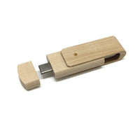 Pendrive de Madera Tipo-C 2.0 de 8GB, 16GB, Memoria USB-C de 32GB, 64GB