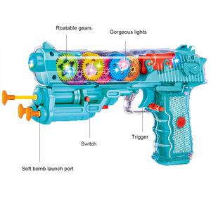 Pistolet à vibrations à engrenages transparents jouet électrique clignotant <span class=keywords><strong>Bo</strong></span> <span class=keywords><strong>concept</strong></span> drôle pistolets jouets avec lumière et musique - Product Image 6