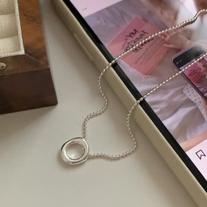 S925 Sterling Silver Hollow <b>Ring</b> <b>Necklace</b> Geometric Design 405cm Chain Length For Women Everyday Wear - Product Image 1