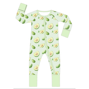Vente en gros Pyjama unisexe en viscose à impression personnalisée Barboteuse bio à double fermeture éclair Vêtements pour bébé en bambou pour enfants - Product Image 6