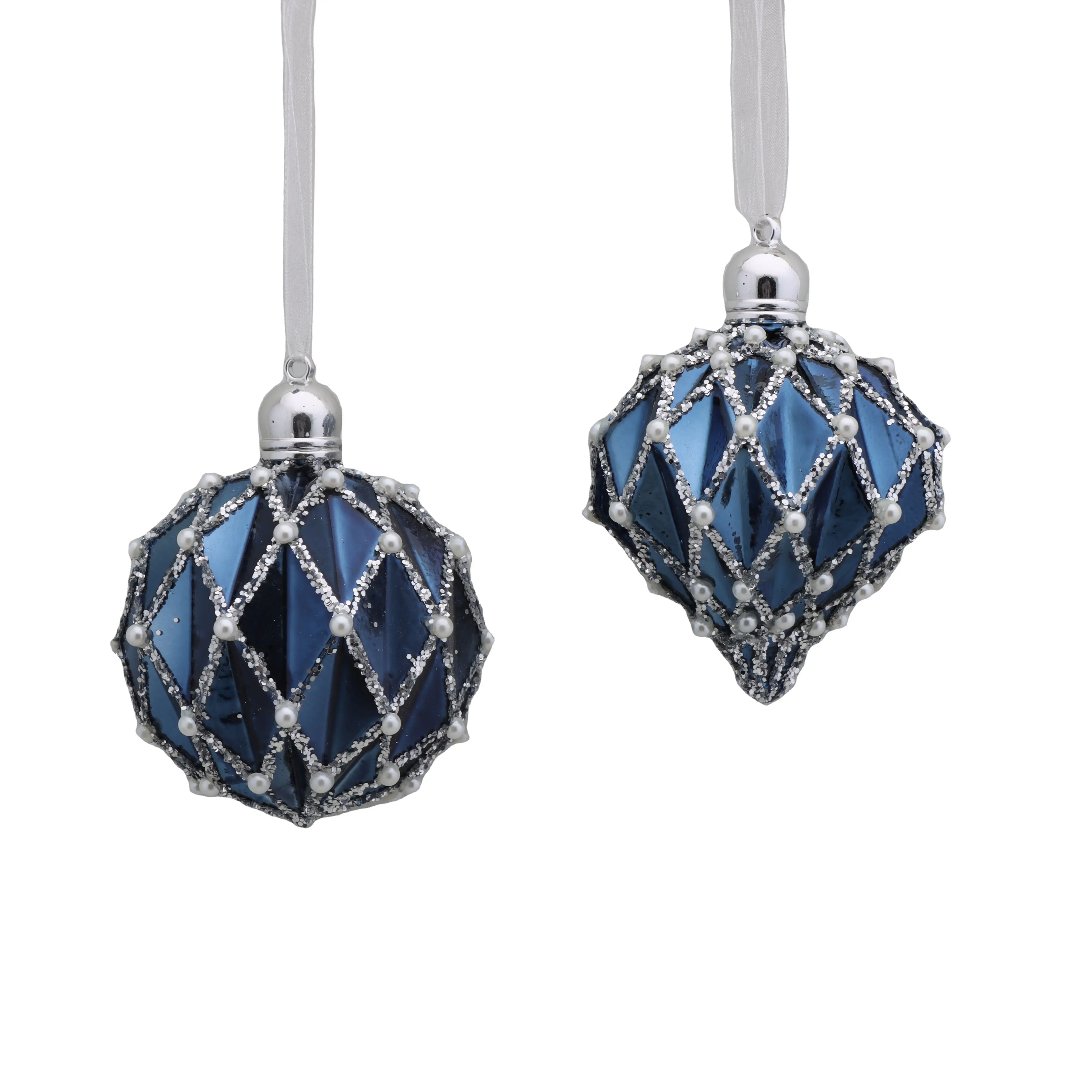 newest blue silver onion-shaped glass Christmas ornaments balls for home decoration