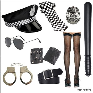 Accessoires de jeu de rôle de policier pour enfants pour fête costumée d'Halloween : insigne en alliage, épingle de poitrine, chapeau et <span class=keywords><strong>lunettes</strong></span> - Product Image 1