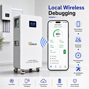 Batería de Almacenamiento Solar Fuera de Red de 16kWh 51.2V 314Ah con Monitoreo en la Nube, WiFi, BMS Inteligente, 6000 Ciclos, Batería para Casa Móvil, Almacén UE - Product Image 3