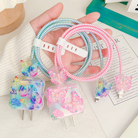 Protector de Cargador Kawaii 3D con Diseño de Mariposa en Resina Epoxi, 20W, para iPhone 13, 14, 15 y 16 (EU/US)