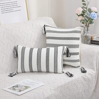 Avrupa Vintage stil ipliği boyalı jakarlı yastık örtüsü kanepe sonbahar yastık kılıfı yastık kapakları püsküller ile