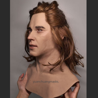 Masque réaliste en silicone souple, respirant et réutilisable, haute simulation, élastique, fabriqué à la main, pour hommes aux cheveux longs, cosplay