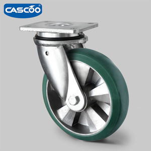 CASCOO 5 Polegadas Heavy Duty Poliuretano Verde Elástico Rodas Tipo Material De Alumínio Giratória para Rodízios De Suporte De Aço - Product Image 6