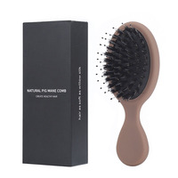 Brosse à cheveux démêlante massante avec logo personnalisé, mini airbag, poils de sanglier multicolores, poils en nylon, manche en plastique