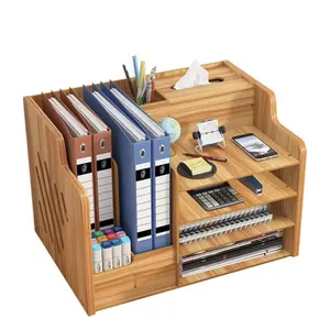 Home School Office Desktop-Halter Bambus box Desktop Craft Desktop Organizer