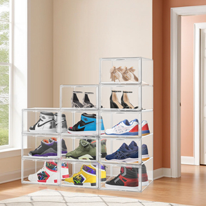 DAYOOH Boîte à chaussures multifonctionnelle en <span class=keywords><strong>acrylique</strong></span> transparent 34*26*19cm avec ouverture latérale magnétique, empilable et portable, organisateur de rangement pour baskets - Product Image 5
