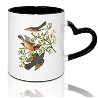 Vente en gros de tasse 11oz rouge tasse blanche de couleur intérieure en céramique de sublimation vierge avec poignée en forme de coeur