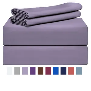 Honeymoon Custom 4pcs Queen Size Soft Microfibre Lavender Solid Deep Pocket Bedroom Bed Sheet Set