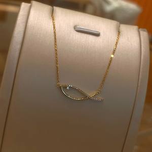 925 <b>Silver</b> Plated Yellow Goldfish Diamond Necklace for Women Simple <b>Pen</b> Fish Body with Sparkling Hollow Cute Design - Product Image 4