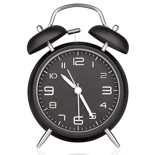 4 Inch Bell Alarm Clock Metal Analog Table Ring Alarm Clock 3D Dial with Backlight Function Desk Table Clock for Home Office