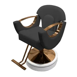 Factory Direct Luxury All Purpose Gold Reclining Hydraulic Barber Chair Hair Beauty Salon Barber Chair For Sale