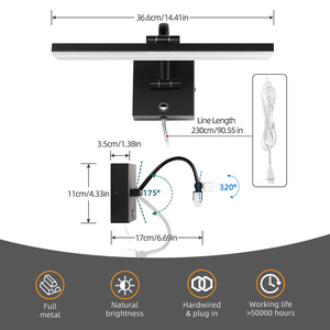 โคมไฟติดผนังแบบสัมผัส LED สำหรับห้องน้ำโรงแรม ดีไซน์ทันสมัย มาตรฐาน IP44 แสงขาว 6000K แสงเดย์ไลท์ โคมไฟตกแต่งสวยงามสำหรับห้องนอน - Product Image 3