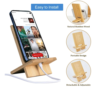 Support de bureau <span class=keywords><strong>en</strong></span> <span class=keywords><strong>bois</strong></span> portable pour téléphone - Product Image 5