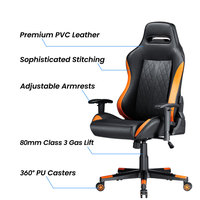 Chaise de jeu en cuir PVC de qualité supérieure, fabricant OEM ODM, chaise d'ordinateur avec accoudoirs réglables en hauteur et rotation à 90° °   -155 °   Recliner